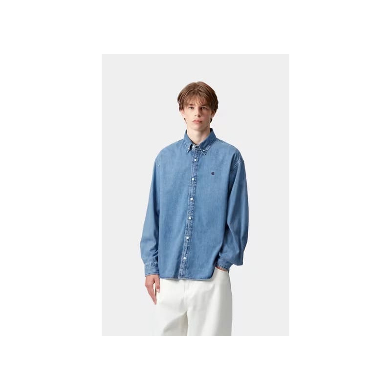 Chemise Carhartt Lucas Stone Washed – Denim Bleu Homme