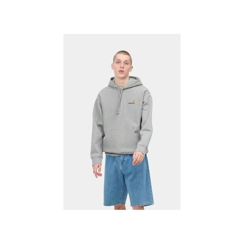 Carhartt American Hooded Script – Sweat à Capuche Gris Chiné | Qualité et Style