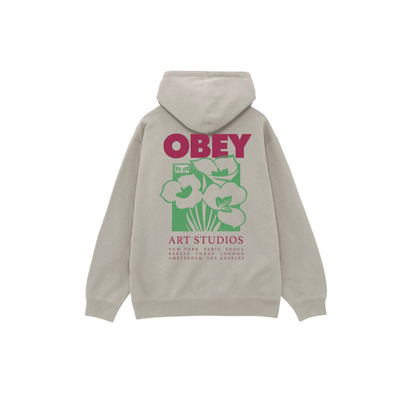 Hoodie OBEY Art Studio Flowers – Sweat Gris Moonstruck pour Homme et Femme