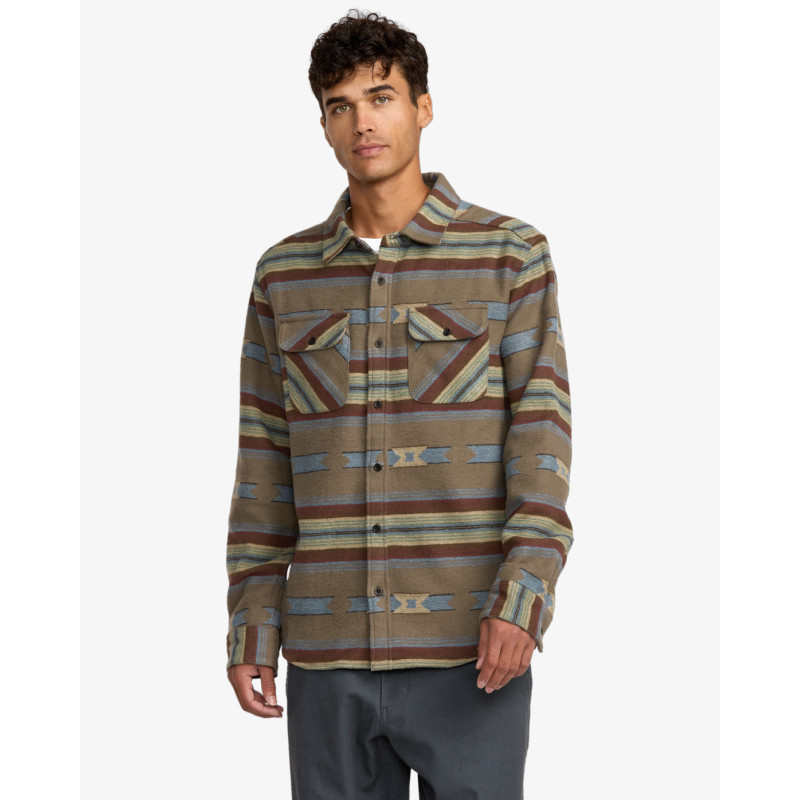 RVCA SHIRT LS DAYSHIFT BLANKET MUSHROOM MSH