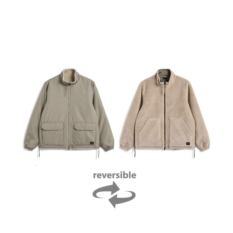 TAION R102 ZBN Military Boa Reversible Hi Neck Jacket Beige – Veste Réversible Homme