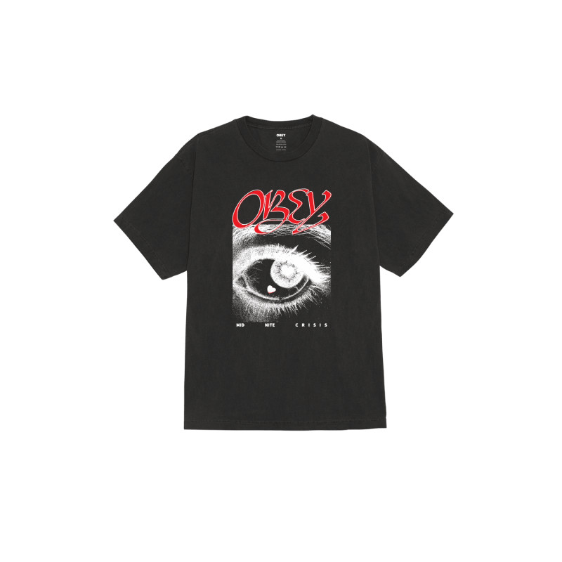 OBEY Midnite Crisis Tee Pigment Dusty Black – T-shirt vintage