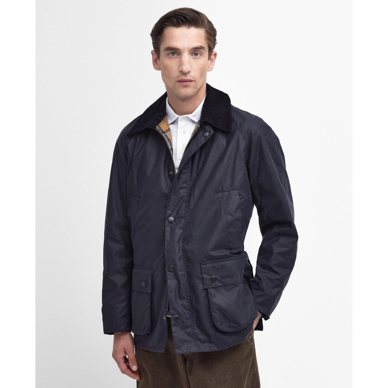Veste Barbour Ashby Navy – Coton Ciré Intemporel pour Homme