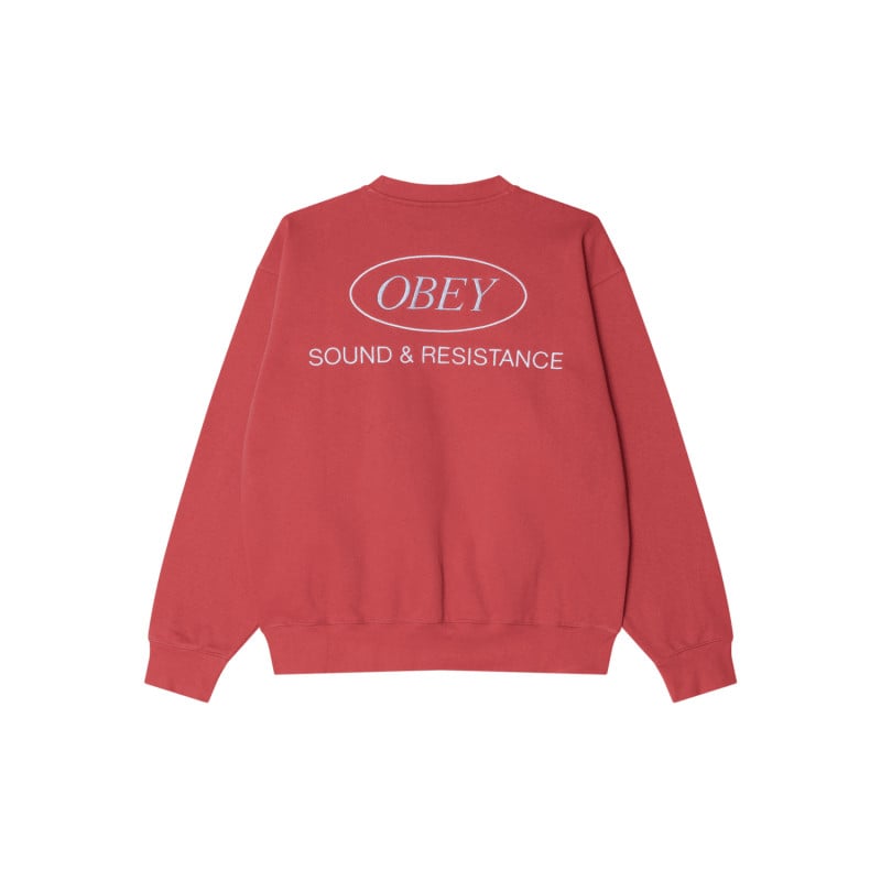 Obey Sound Crew Mineral Red – Sweat Crewneck Rose Streetwear Homme