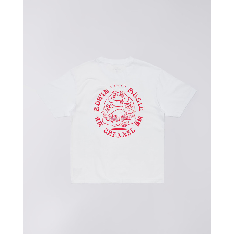 EDWIN Music Channel Tee White red – T-shirt graphique blanc en coton