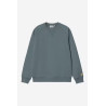 Carhartt WIP Chase Sweat Cozy Blue – Sweat-shirt Homme Logo Brodé