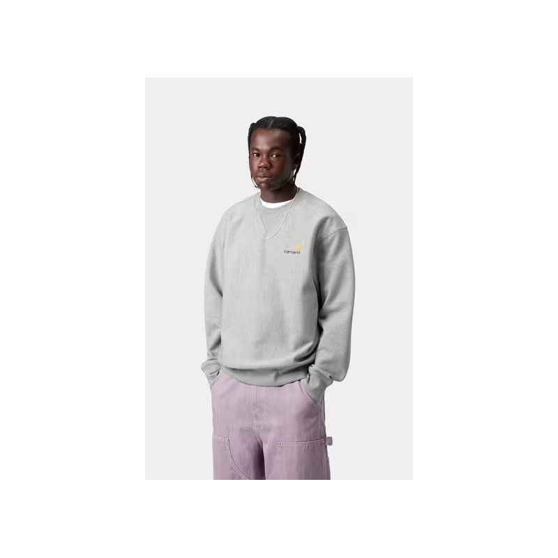 Carhartt American Script Sweat Grey heather – Sweat homme