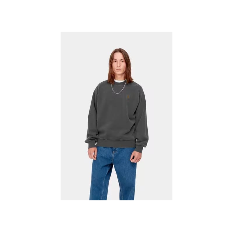 Carhartt WIP Nelson Sweat Black – Sweat Garment Dyed Homme