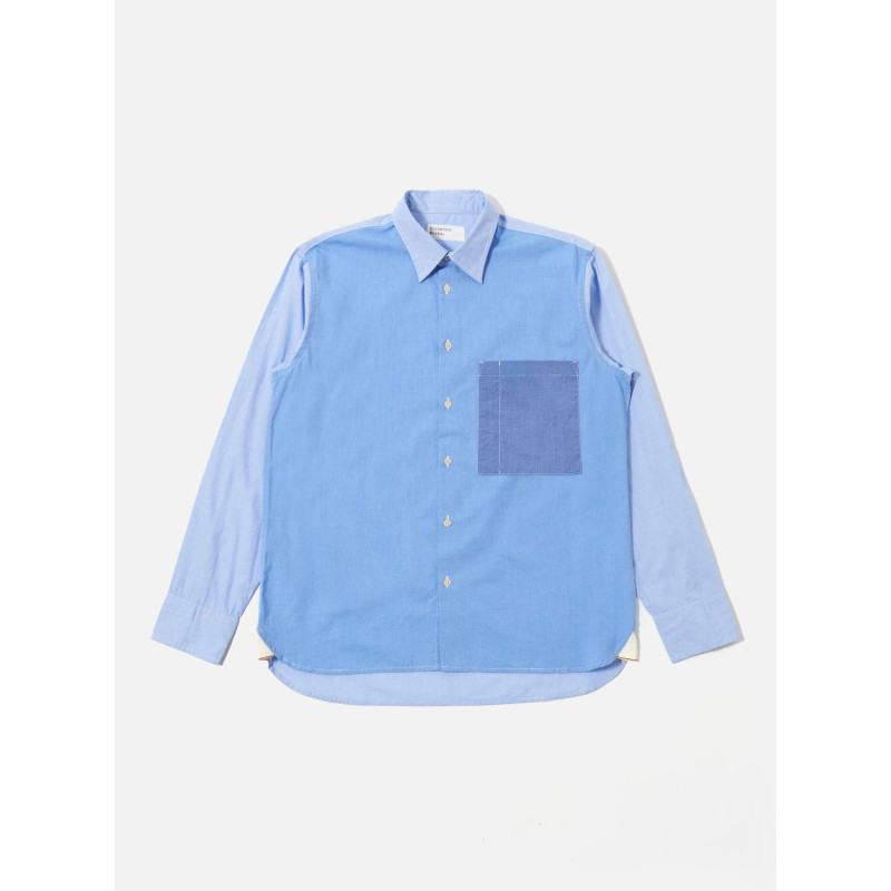 Universal Works Fil a Fil Shirt Sky Blue