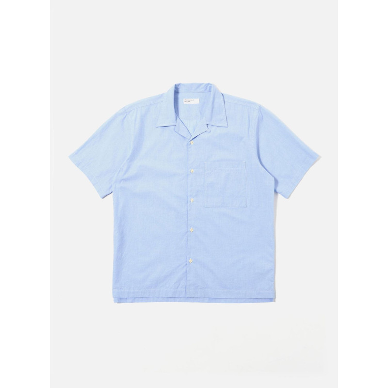 Universal Works Camp Shirt Fil a Fil Sky