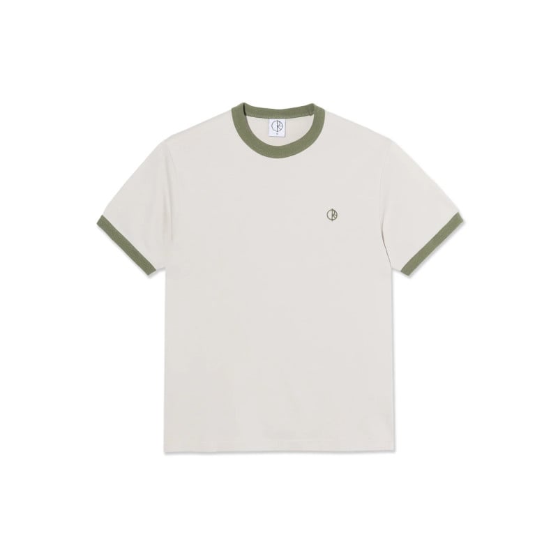 POLAR SKATE.CO TEE SS RINGER PALE TAUPE ARMY GREEN
