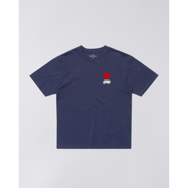 EDWIN Sun T-shirt Maritime Blue – T-shirt blanc imprimé inspiré du soleil japonais
