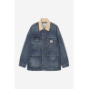 CARHARTT WARREN CHORE COAT BLUE DUSTY H BROWN DARK USED WASH