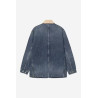 CARHARTT WARREN CHORE COAT BLUE DUSTY H BROWN DARK USED WASH