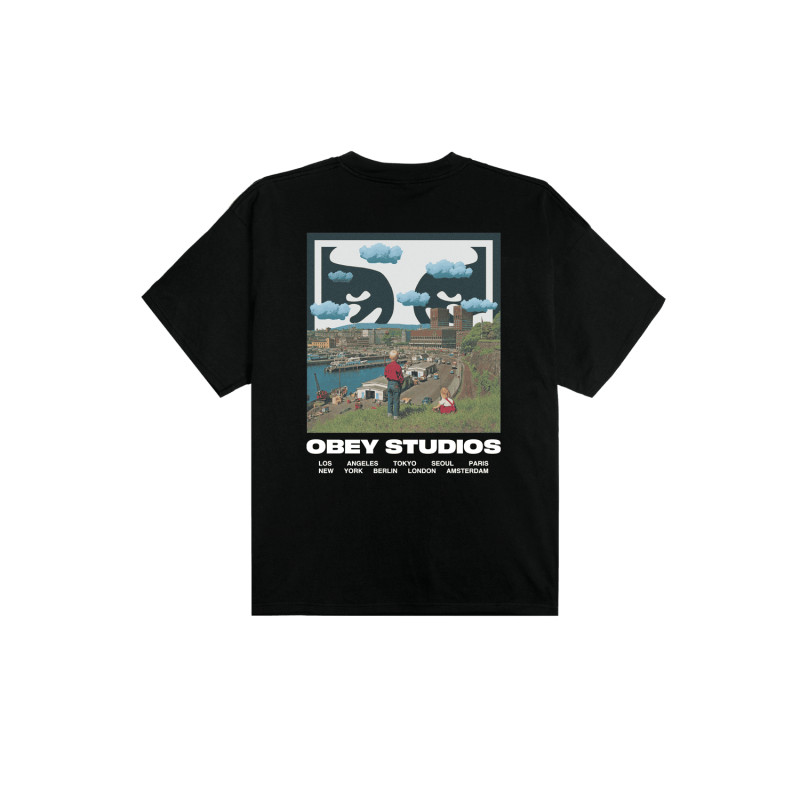 Obey Sky Face Tee Black – T-shirt noir graphique streetwear
