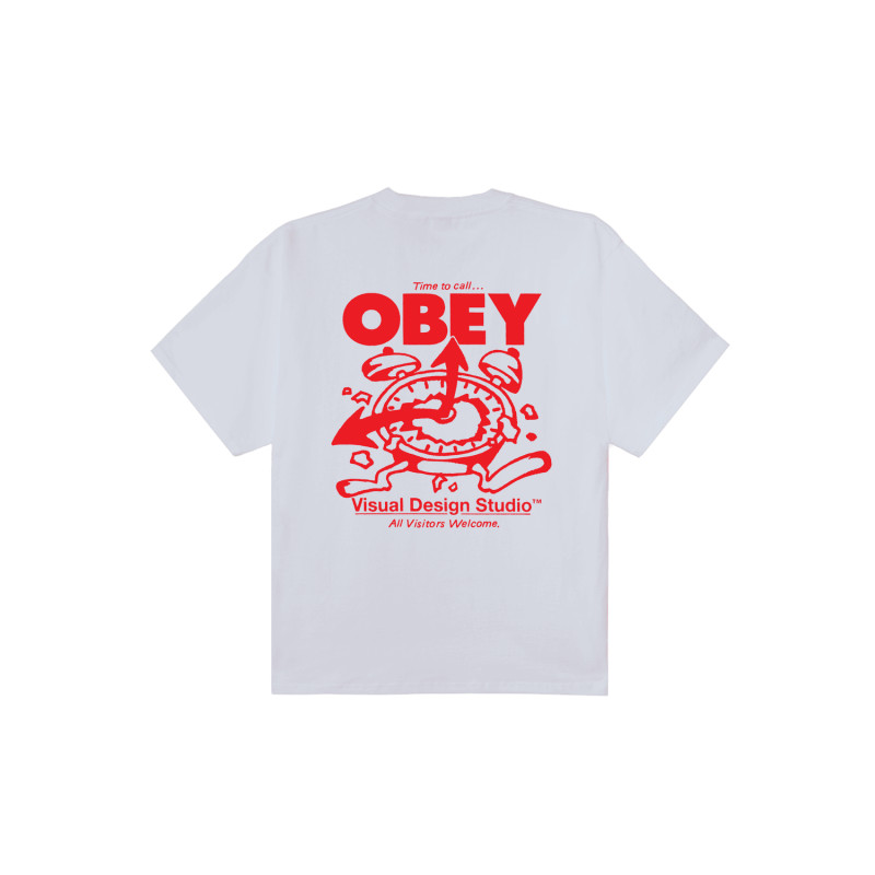 Obey Time To Call Tee White – T-shirt blanc streetwear graphique