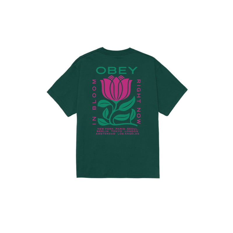Obey In Bloom Tee Rainforest – T-shirt vert streetwear floral