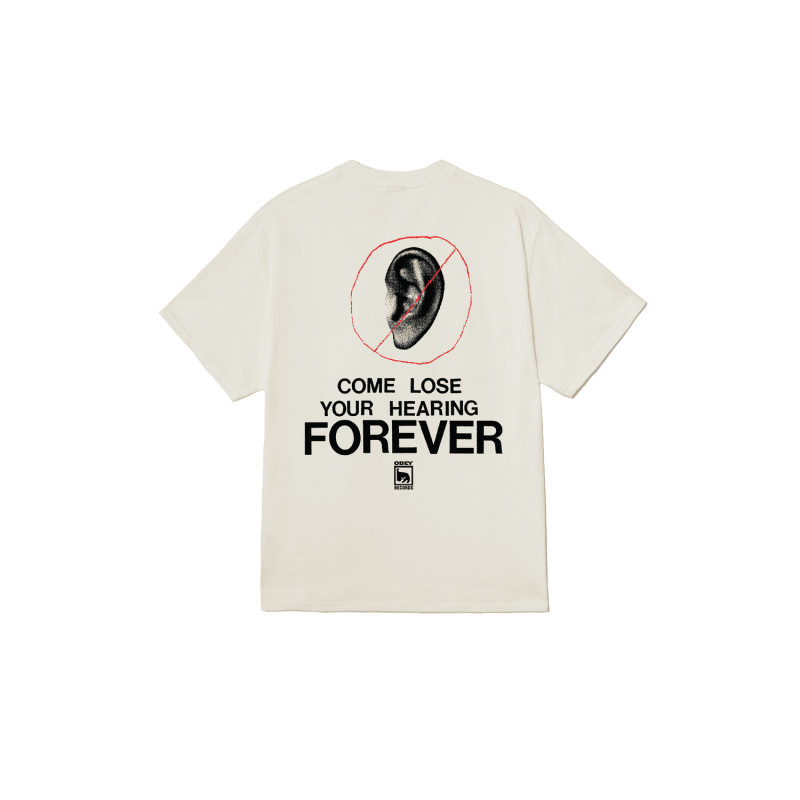 T-shirt OBEY Come Lose Your Hearing Vintage White – Tee Streetwear Homme