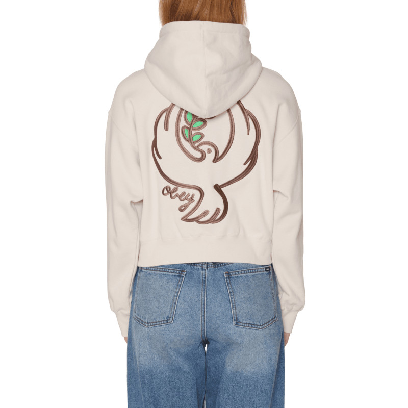 Sweat Cropped OBEY Dove Hood Birch – Hoodie Streetwear Femme