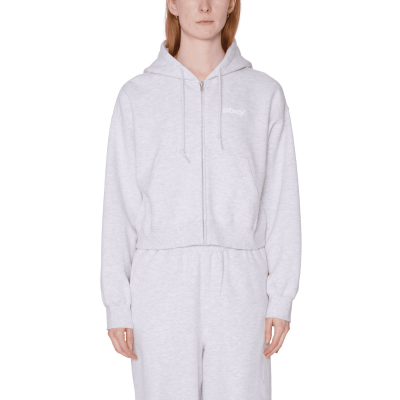 OBEY W’ League Cropped Zip Hood Ash Grey – Hoodie Femme Tendance
