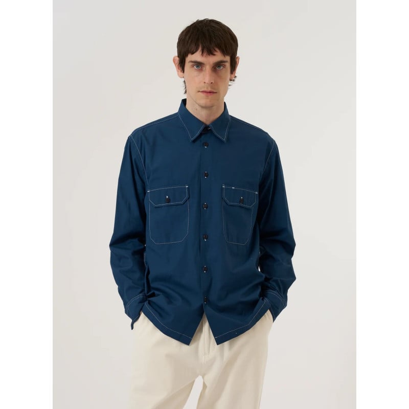 Universal Works CPO Shirt Navy – Chemise Popeline Bio Homme