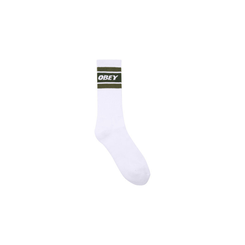 Obey Cooper Socks White Kombu Green | Chaussettes Streetwear Coton