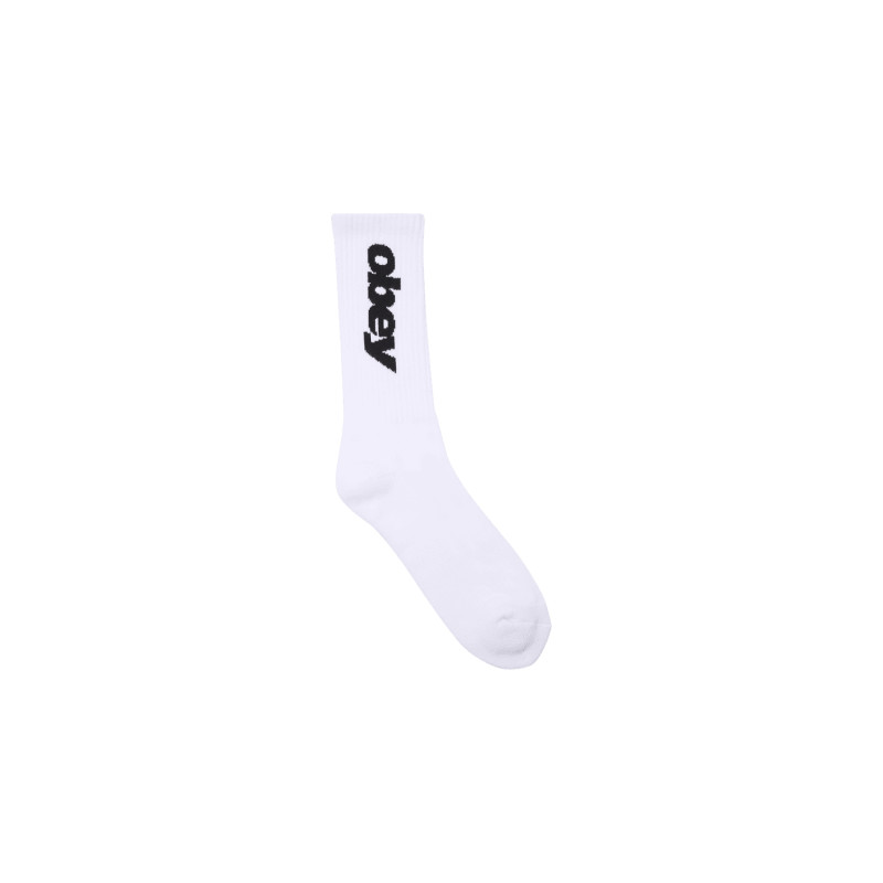 Obey Italic Socks White | Chaussettes Blanches Streetwear Obey