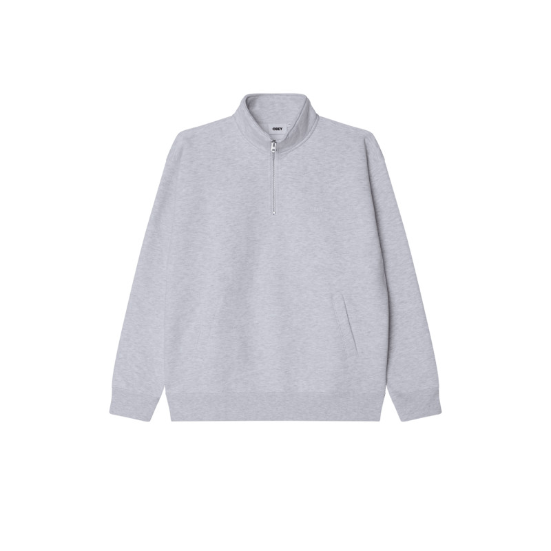 OBEY Bold Works Mock Neck Ash Heather – Sweat Col Montant Homme