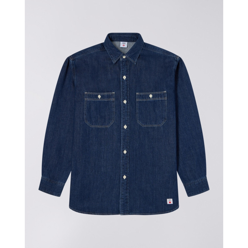 EDWIN Work Shirt Blue Dark Used – Chemise en Denim Homme Workwear