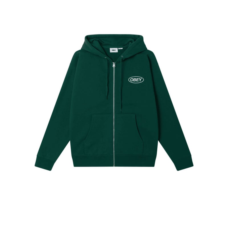 Sweat Zippé OBEY Oval Zip Hood Rainforest – Hoodie Streetwear Homme