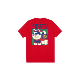 OBEY LUCKY CAT TEE RED