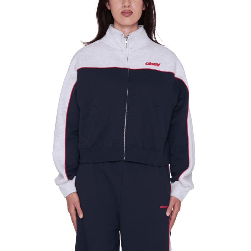 OBEY Zeno Mock Neck Zip Up Dark Navy Multi Femme