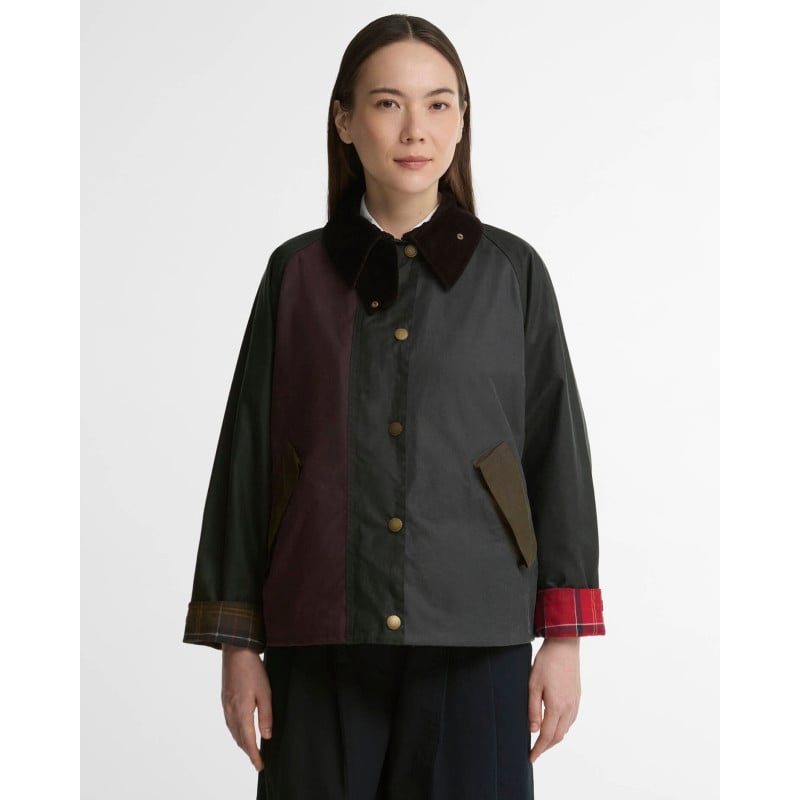 Barbour Patchwork Transport Wax Jacket Sage Multi | Femme