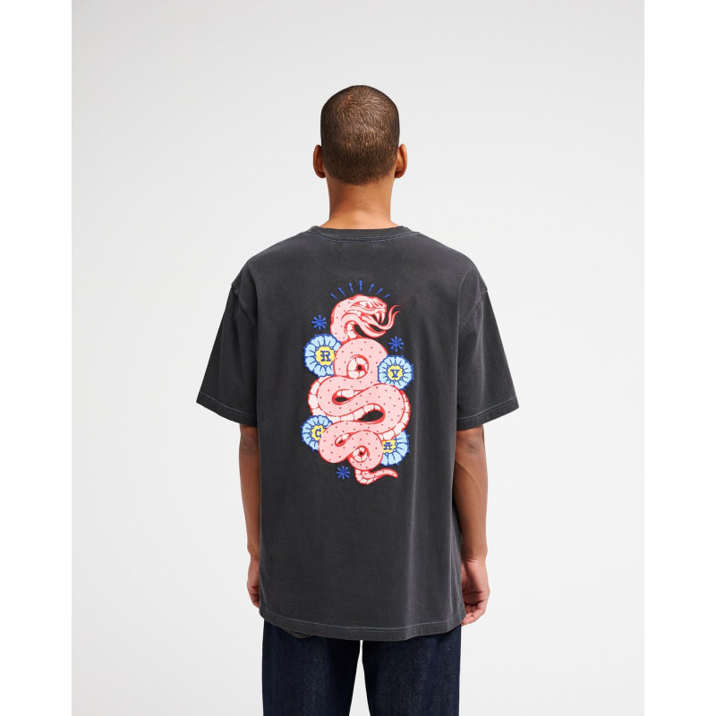 RVCA SNAKE TEE WASHED BLACK KTA0
