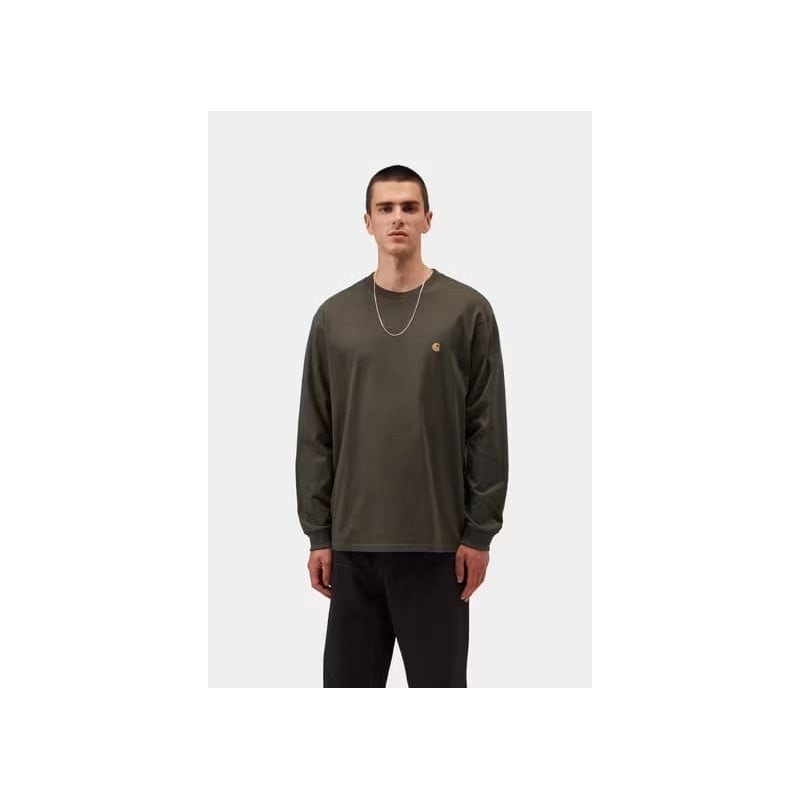 Carhartt L/S Chase Tee Shungite Gold | T-Shirt Streetwear