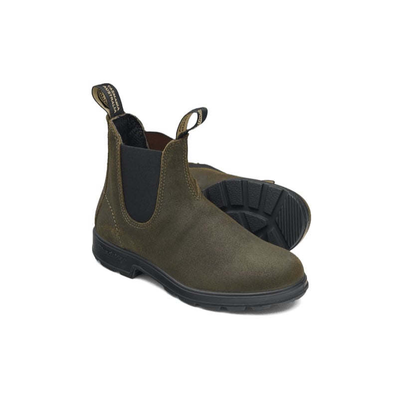 Blundstone Classic Chelsea Boots Waxed Suede Dark Olive | Bottines