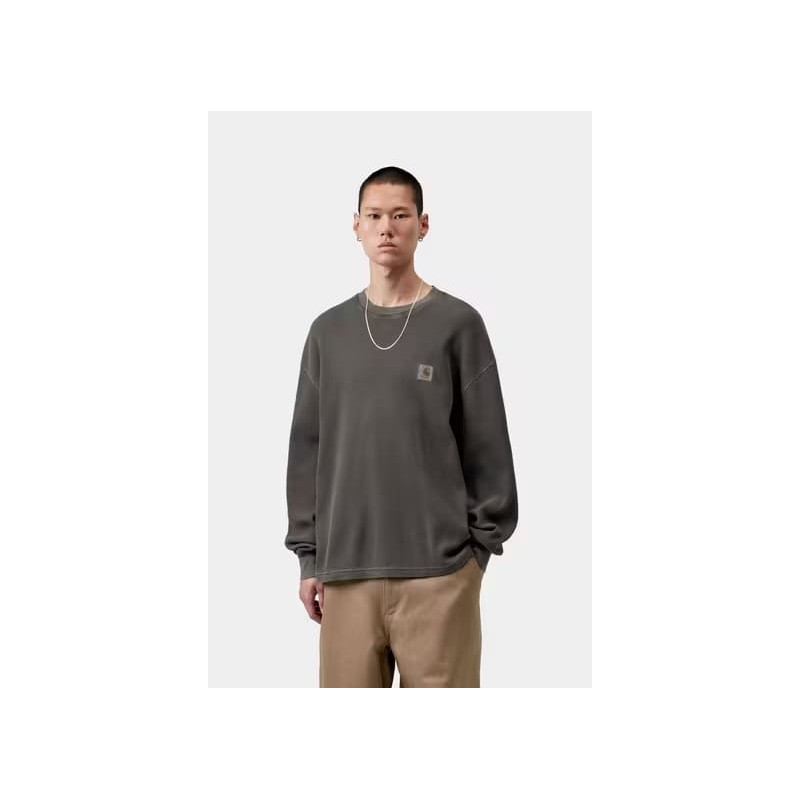 Carhartt WIP Vista Waffle L/S Noir – T-shirt épais homme