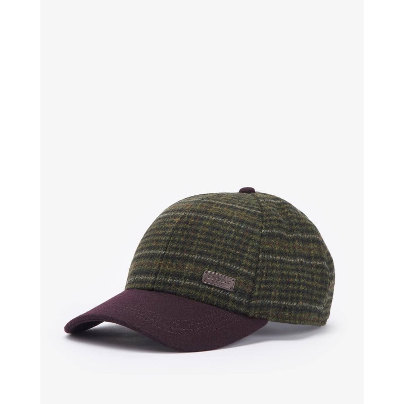 Barbour Clyde Cap Brown Olive Plaid | Casquette Homme